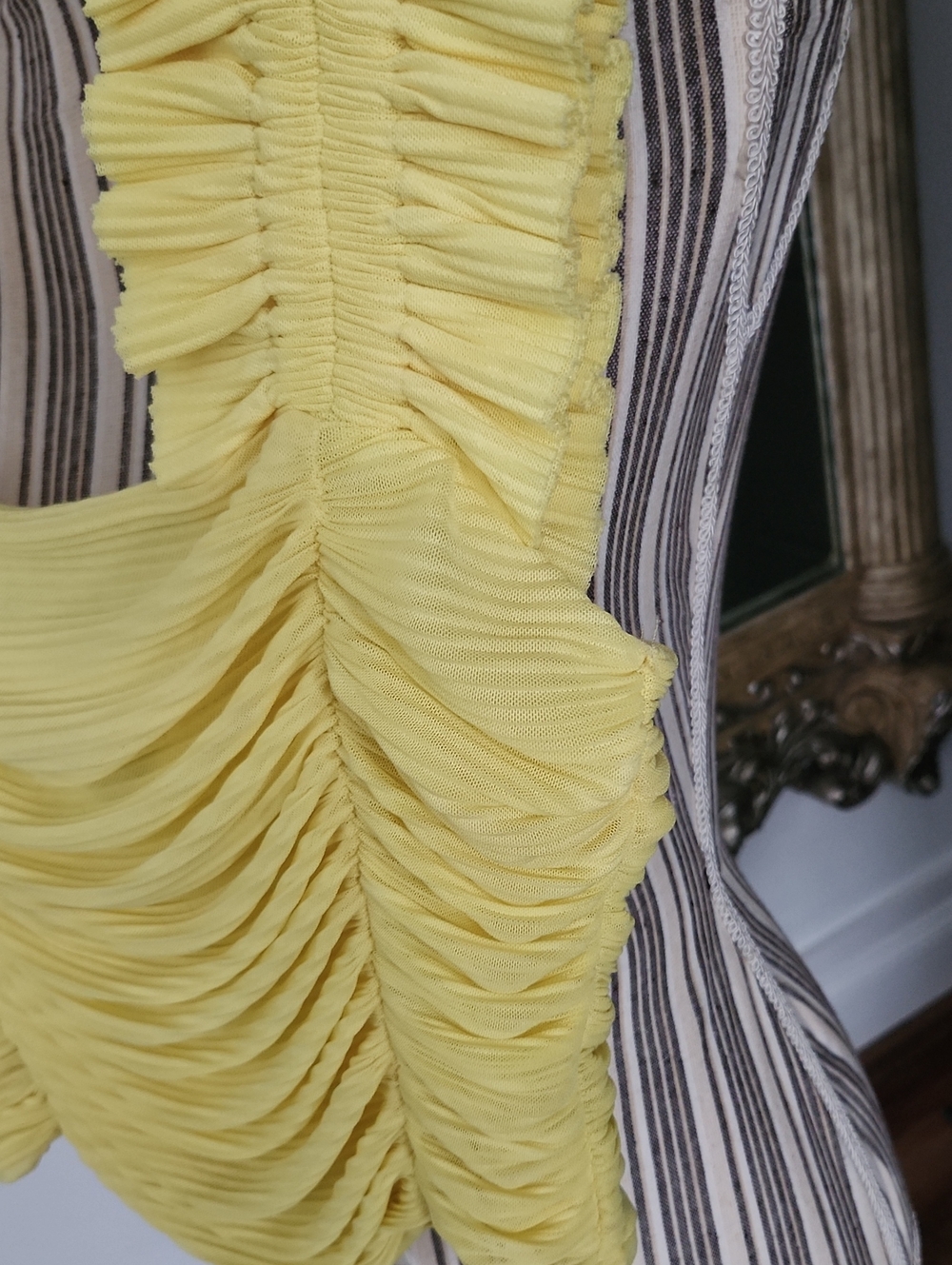 Endless Rose Yellow Ruffled Ruched Crop Tank Top - Picture 3 of 6